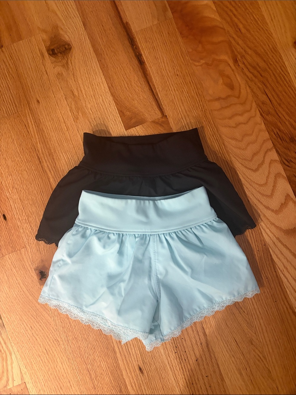 abercrombie kids black and light blue layered shorts